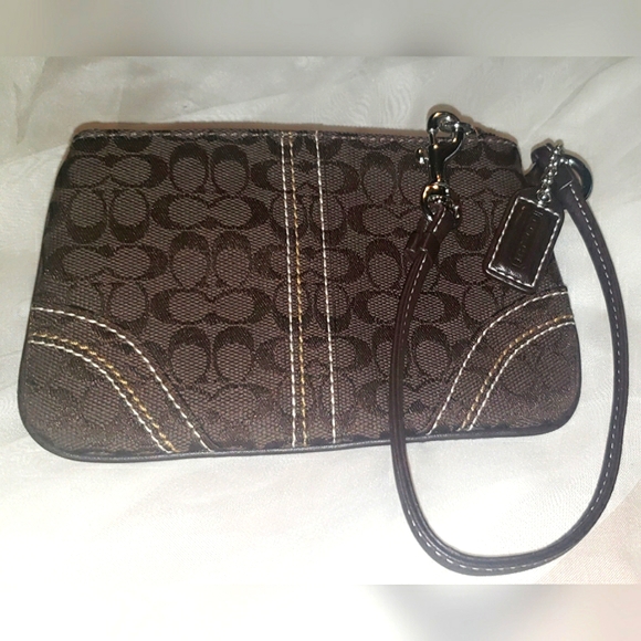 Coach Handbags - Coach Canvas and Leather Trim Wristlet, in Excellent Condition